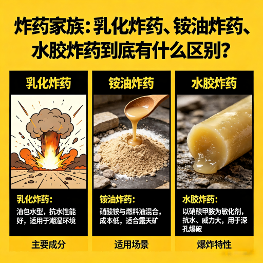 东平炸药家族：乳化炸药、铵油炸药、水胶炸药到底有什么区别？